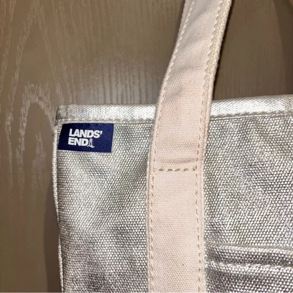 Lands' End Small Coated Metallic 5-Pocket Zip-Top Canvas Tote Bag - Picture 9 of 12
